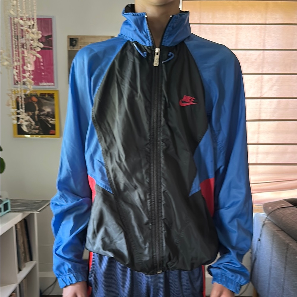 Nike Blue, Black and Red Vintage Windbreaker
